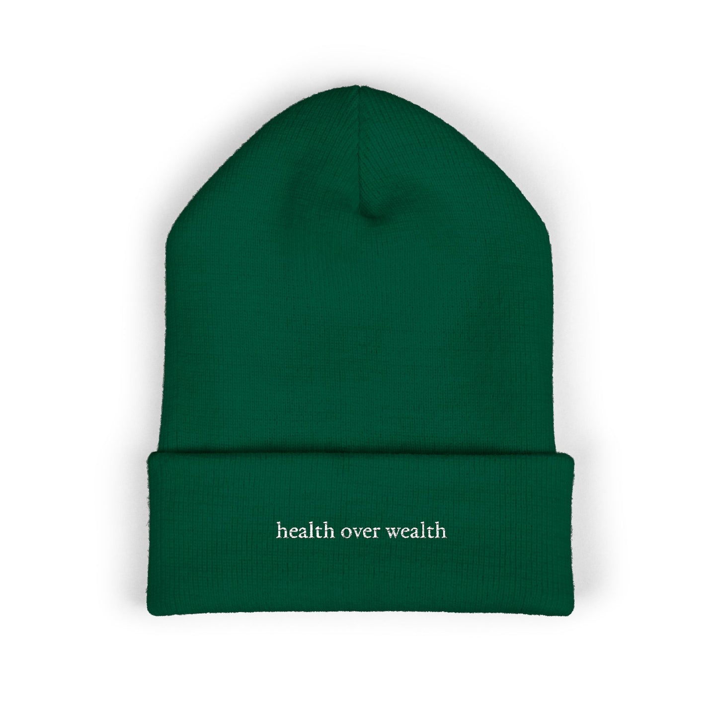 Health Over Wealth Embroidered Beanie