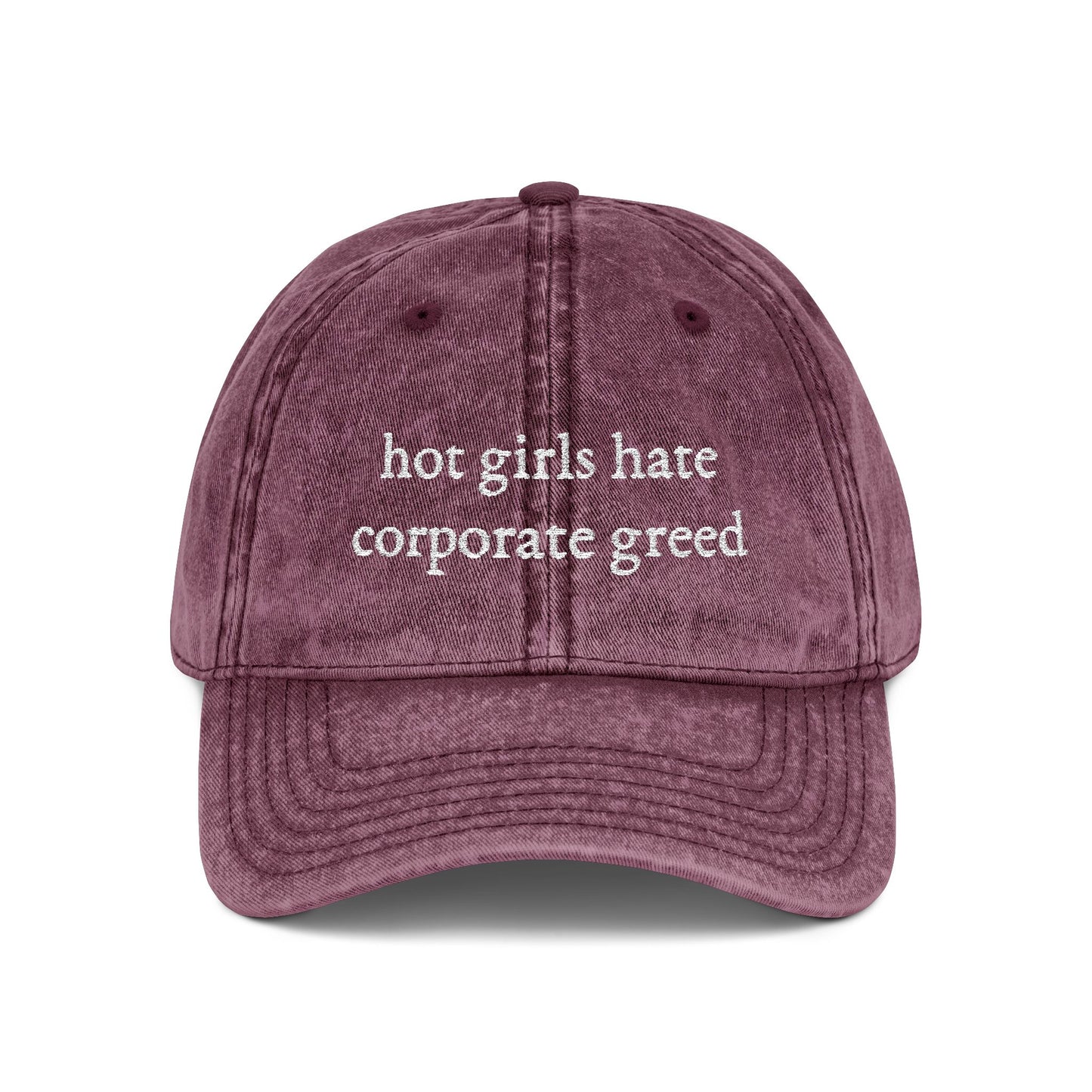 Hot Girls Hate Corporate Greed Vintage Style Hat
