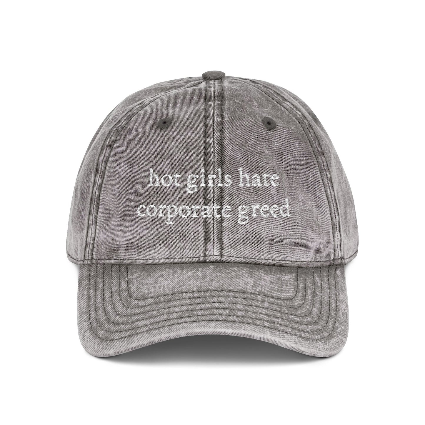 Hot Girls Hate Corporate Greed Vintage Style Hat