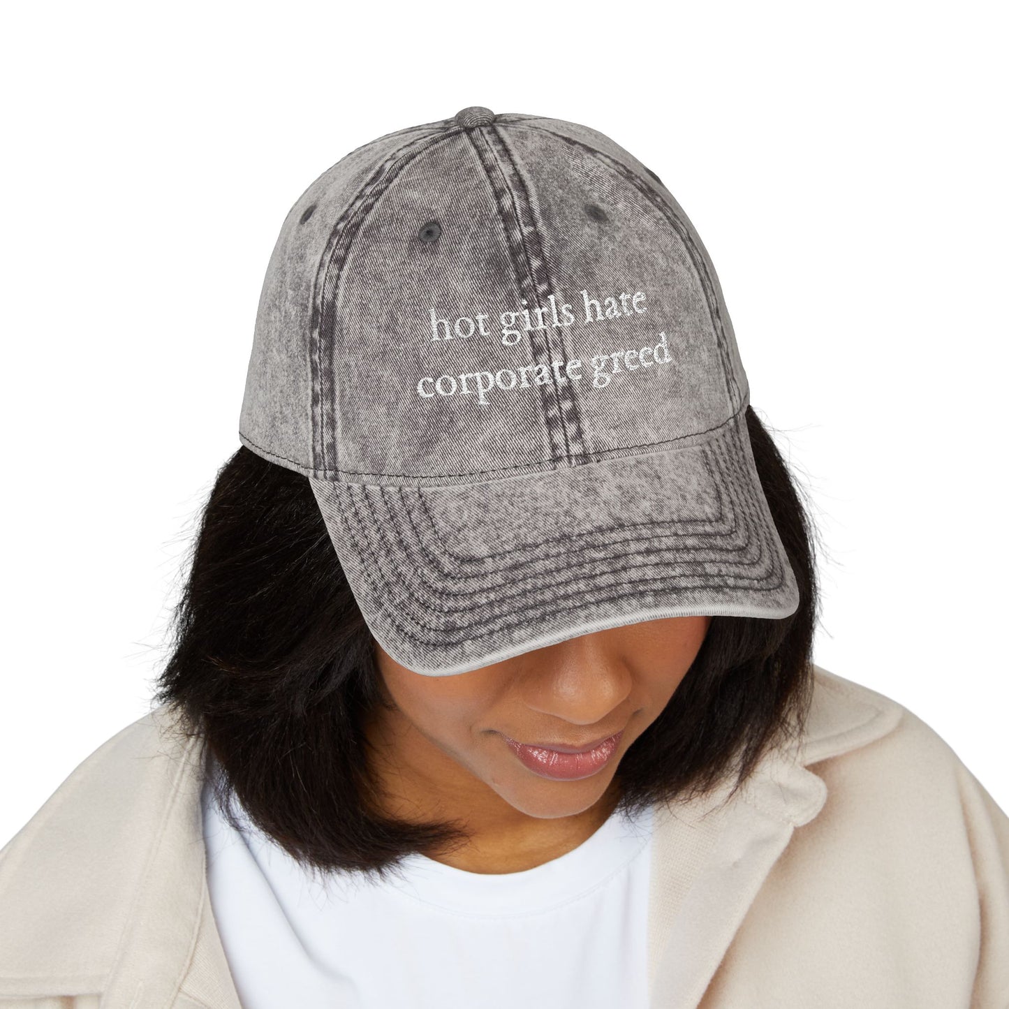 Hot Girls Hate Corporate Greed Vintage Style Hat
